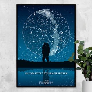 Oživte svůj domov originálním obrazem! 🖼️ Naše mapa hvězd oživí příběh vašeho výjimečného dne s přesným vyobrazením...